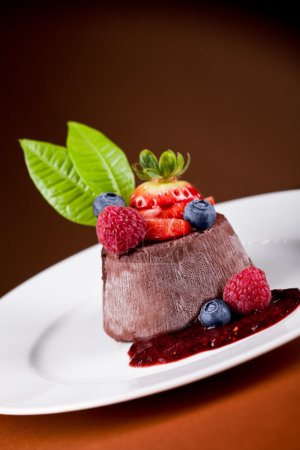 Chocolate Panna cotta with berries