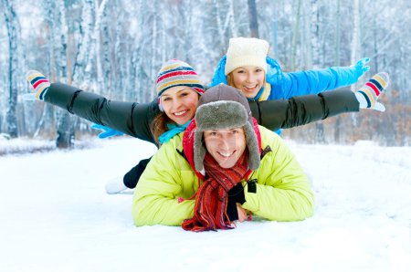 Happy Family Outdoors. Snow.Winter Vacations