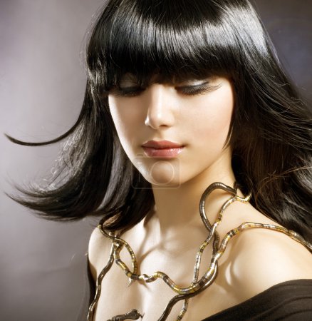 Beautiful Brunette. Hairstyle. Egyptian Style