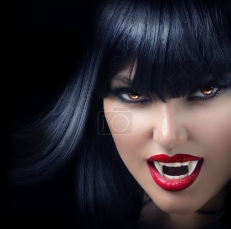 Halloween Vampire Beautiful Woman over black