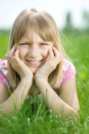 Beautiful Happy Little Girl Outdoor