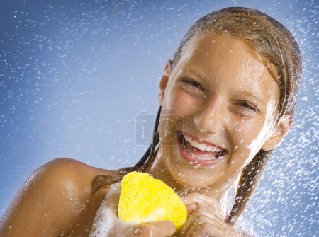 Teenage Girl Taking a Shower. Bath.