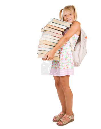 Education Concept. School Girl With Books