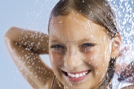 Teenage Girl Taking a Shower. Bath.