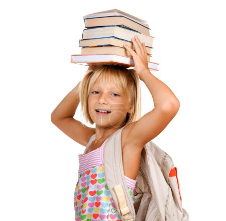 Education Concept. Happy School Girl With Books