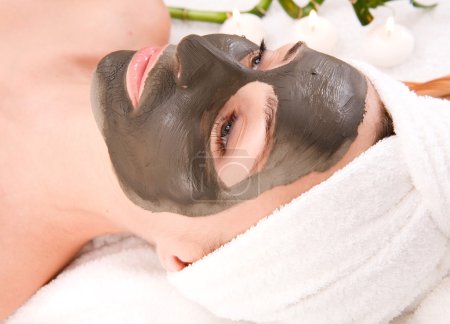 Sea Mud Mask On The Woman's Face. Spa