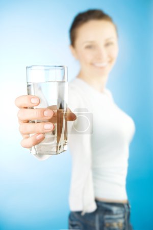 Healthy Young Woman With Glass Of Fresh Water