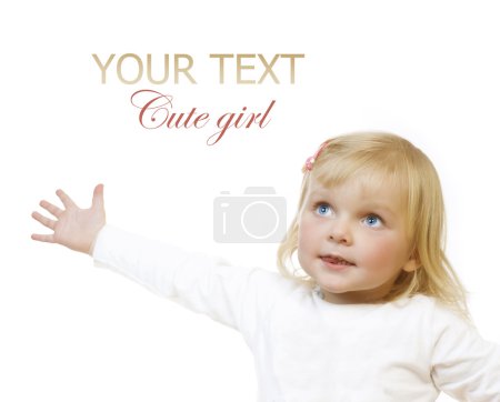 Cute Baby Girl over white with space for text