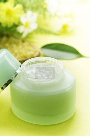 Jar of moisturizing facial cream