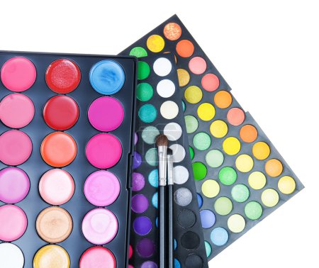 Professional Makeup set over white. Bright colors