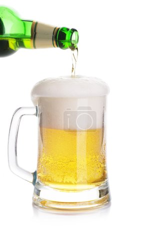 Pouring Beer Isolated On A White Background