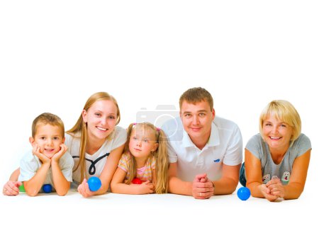 Happy Big Family. Parents with Kids