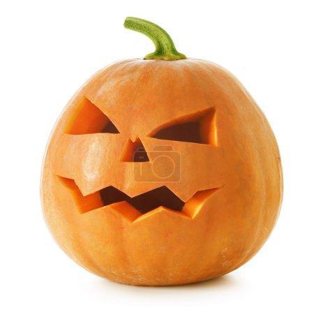 Halloween Pumpkin. Scary Jack O'Lantern isolated on white