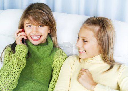 Teenage Girls Talking on Cell Phone