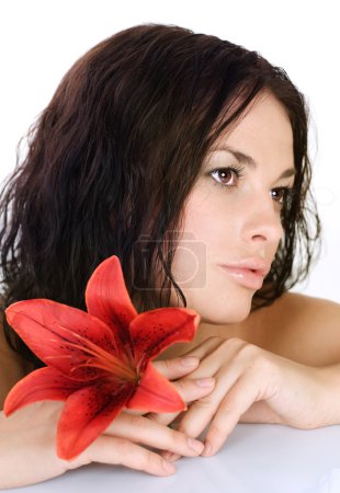 Beautiful Sexy Young Woman With Flower
