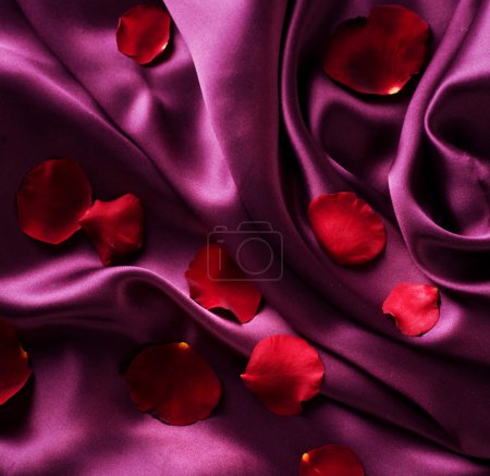 Red Silk And Rose Petals