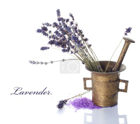 Lavender And Antique Mortar Over White
