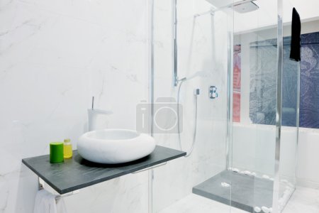 Modern new bathroom interior with bath tub