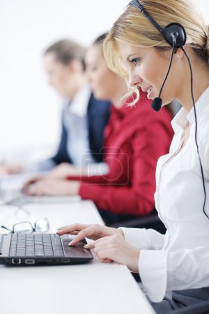 Business woman group with headphones