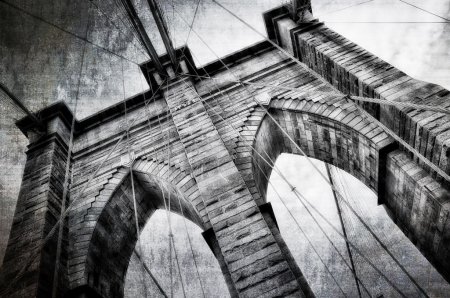 Brooklyn bridge detail view vintage black and white