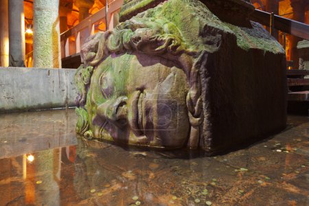 Medusa head at Underground water Basilica Cistern - Istanbul
