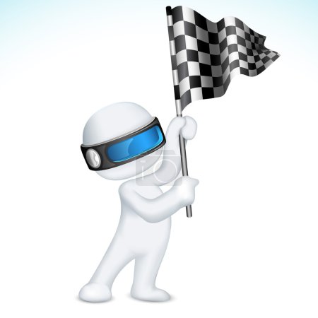 3d Man in Vector with Racing Flag