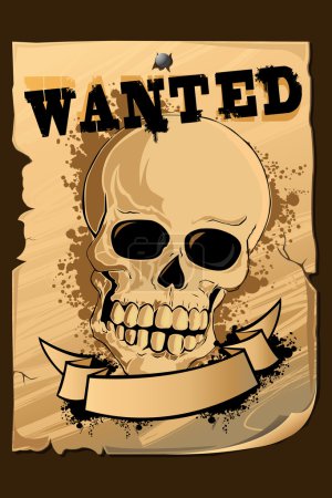 Vintage Wanted Poster with Skull