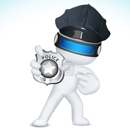 3d Man in Vector showing Police Badge