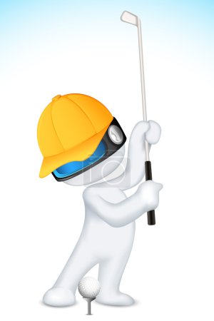 3d Man in Vector playing Golf