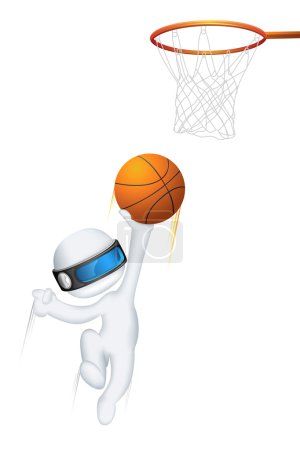 3d Man in Vector playing Basketball