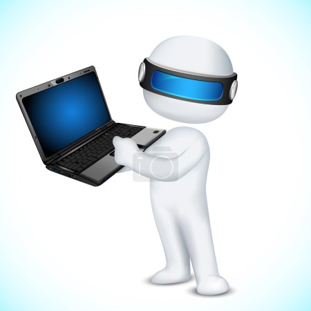 3d Man in Vector with Laptop