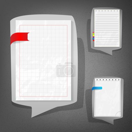 Notebook sheets in speech bubble style