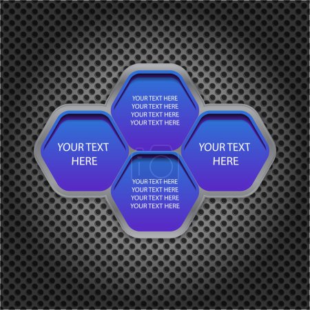 Blue cells for text on the metal background