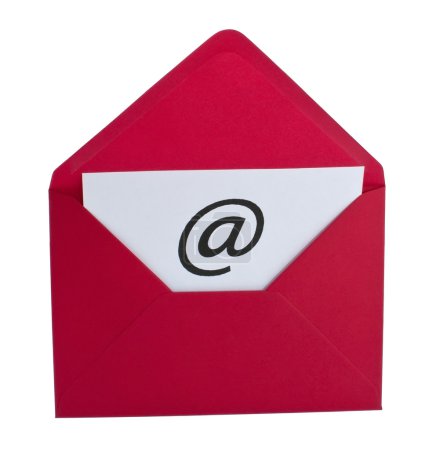 Email symbol in red envelope