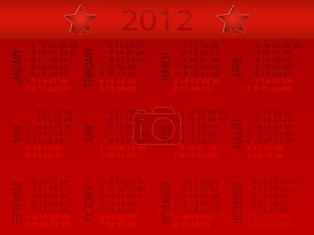 Calendar for new year 2012