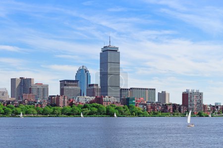 Boston skyline over river