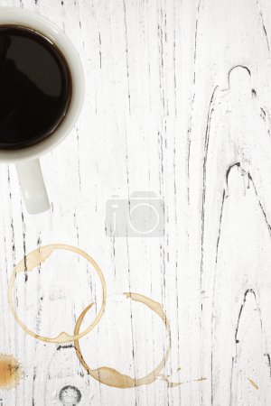Grunge Timber with Coffee Cup and Stains