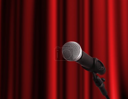 Microphone on a stage with copy space