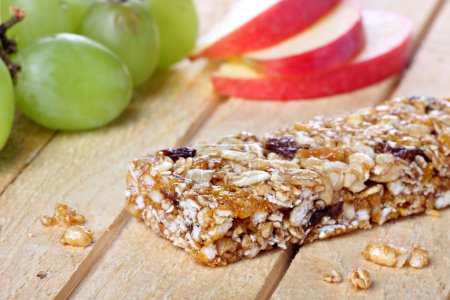 Healty eating concept with cereal bar