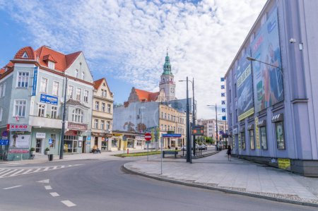 Olsztyn, Poland - May 1, 2018: November 11 (Polish: 11 listopada) street in city center of Olsztyn.