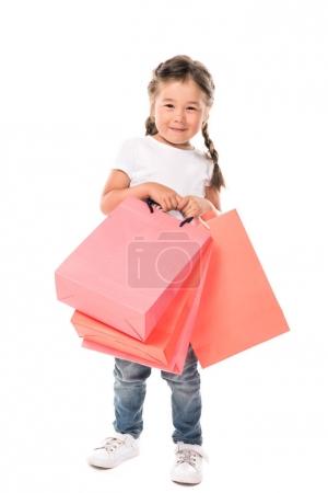kid with shopping bags