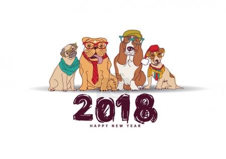 new year card 2018 dogs
