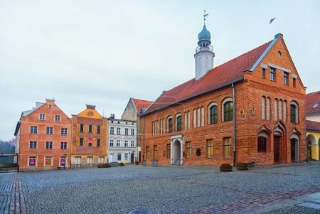 Olsztyn, Poland 2017. 11. 30. main square of the Old Town, ghotic town hall in Olsztyn old city. 