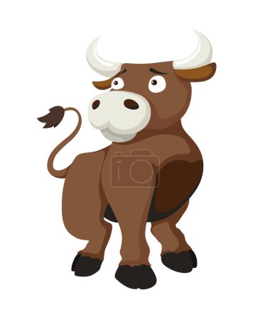 Vector cartoon style illustration of bull farm animal isolated on white
