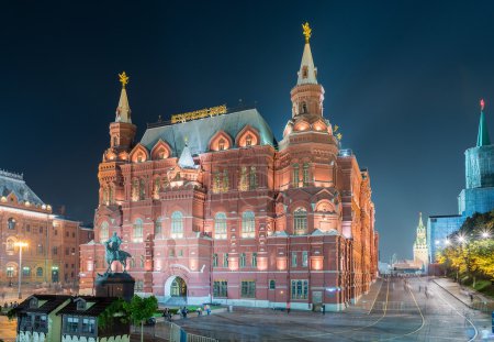 The State Historical Museum and Marshal Zhukov statue, Moscow, Russia