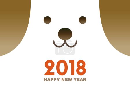 Happy New Year Card 2018, year of the dog illustration