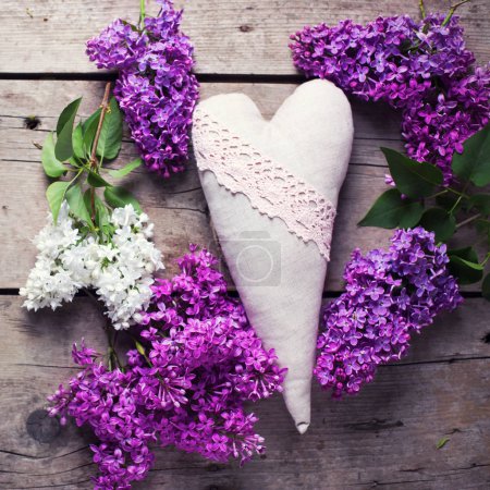 heart and white and violet lilac flowers