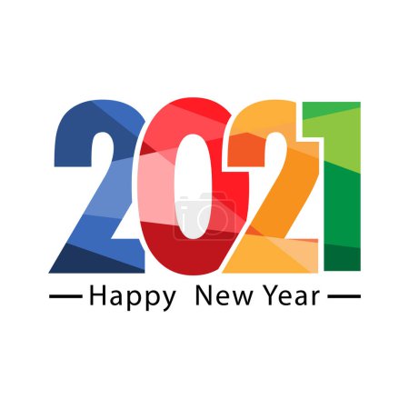 2021 happy new year colorful banner. Isolated vector illustration.