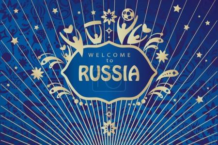 Welcome to Russia abstract banner vector template. 2018 World Cup Russia football poster concept modern design wallpaper. World cup 2018 fifa Tickets concept design, sport, travel, symbols, fireworks. Advertising, t-shirt, printed tee. graphic tee.
