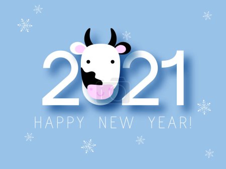 White Metal Ox (boar, bull,cow) Chinese year symbol. Ox Chinese new year symbol vector illustration. Happy new year. 2021